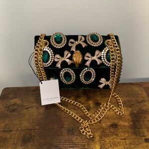 💚💚 Kurt Geiger Green and Gold Embellished Clutch